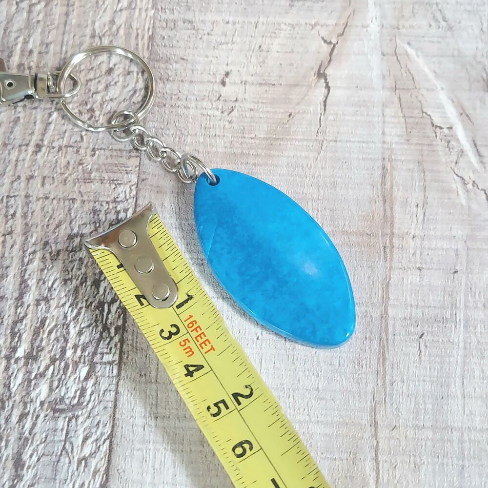 Turquoise Howlite Natural Stone Keychain Backpack Clip Purse Charm - Picture 2 of 2